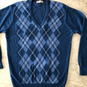 Lyle & Scott 100% Scottish Cashmere V-Neck Argyle Sweater